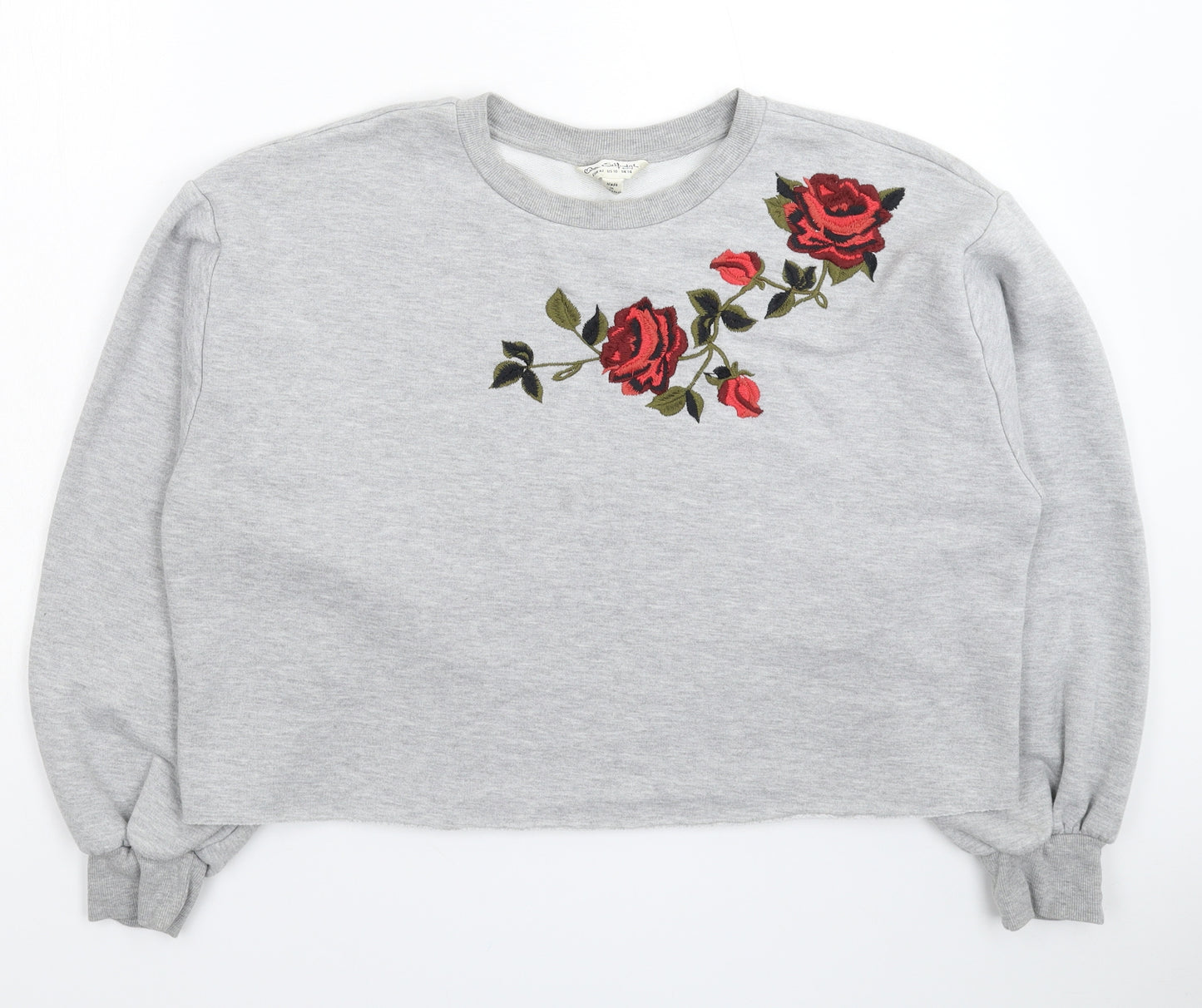Miss Selfridge Womens Grey Floral  Pullover Sweatshirt Size 14