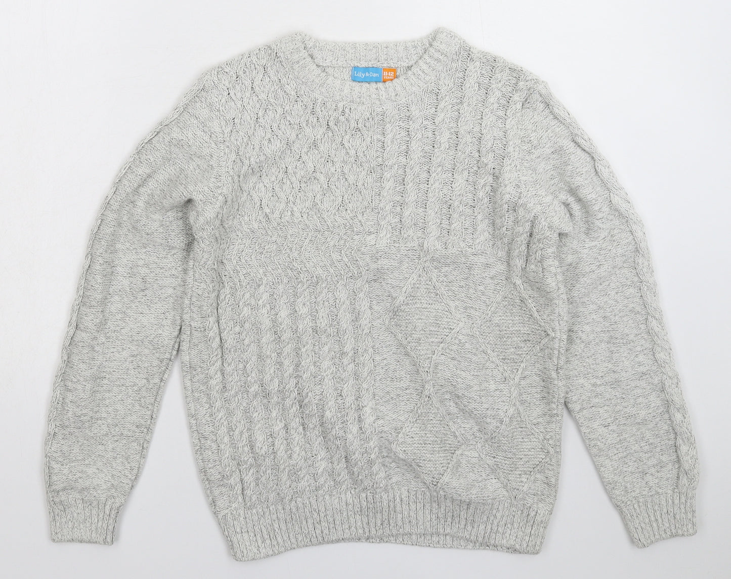 Lily & Dan Boys Grey  Knit Pullover Jumper Size 11-12 Years