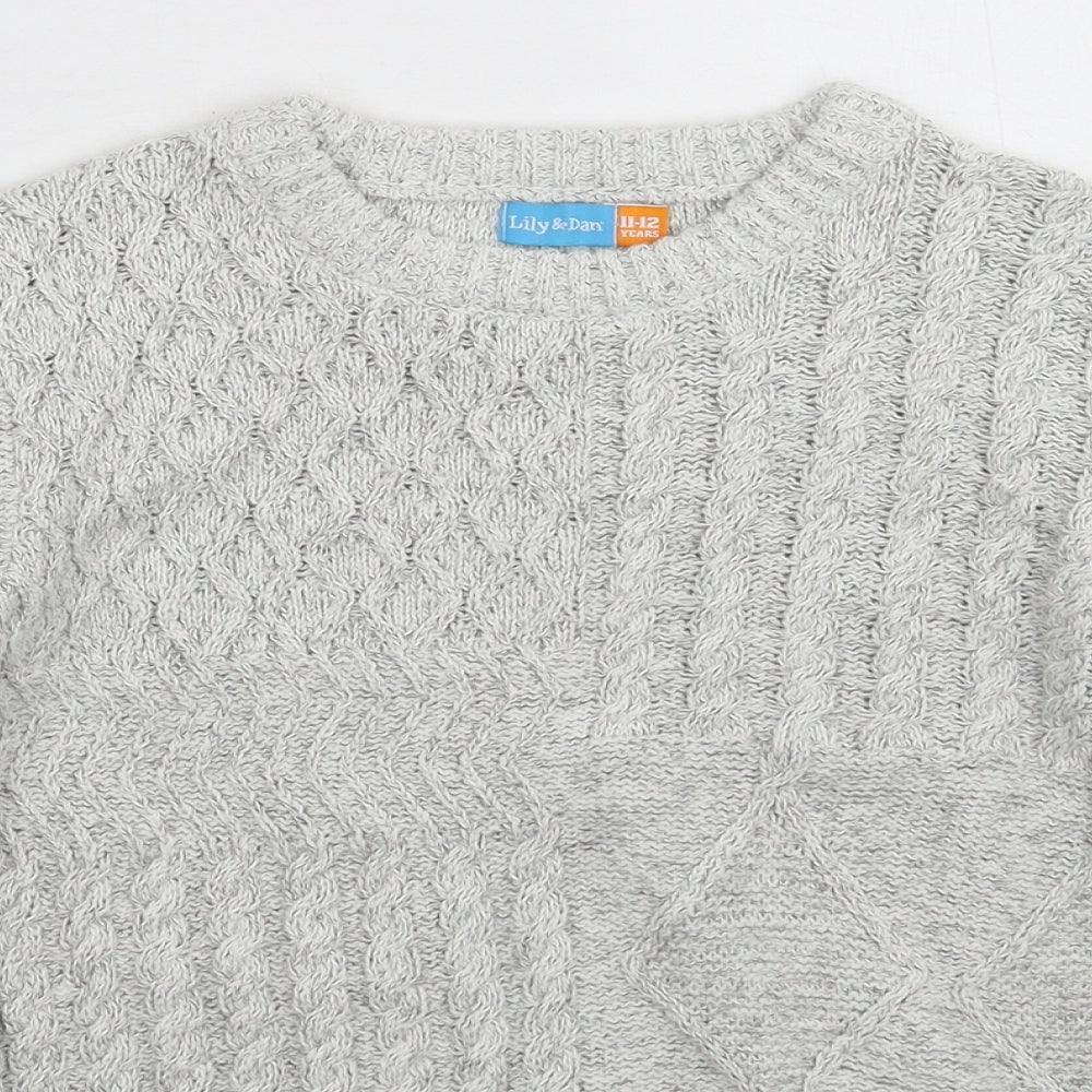 Lily & Dan Boys Grey  Knit Pullover Jumper Size 11-12 Years