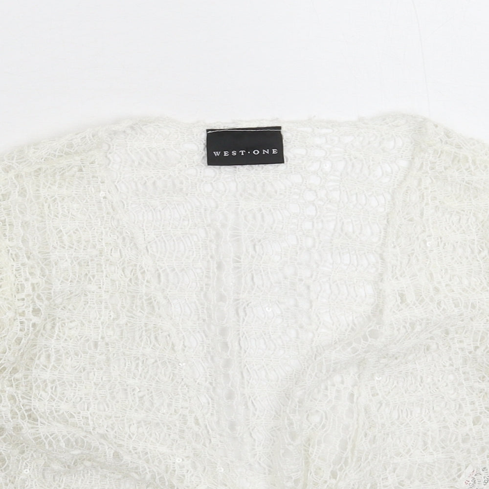 West One Womens White  Knit Cardigan Jumper Size 12