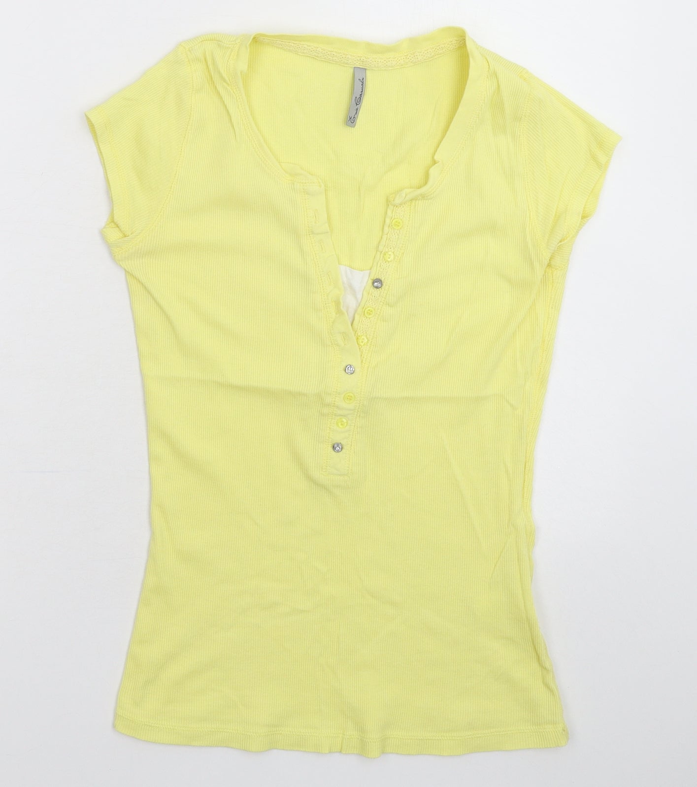 E-vie Womens Yellow   Basic T-Shirt Size 12
