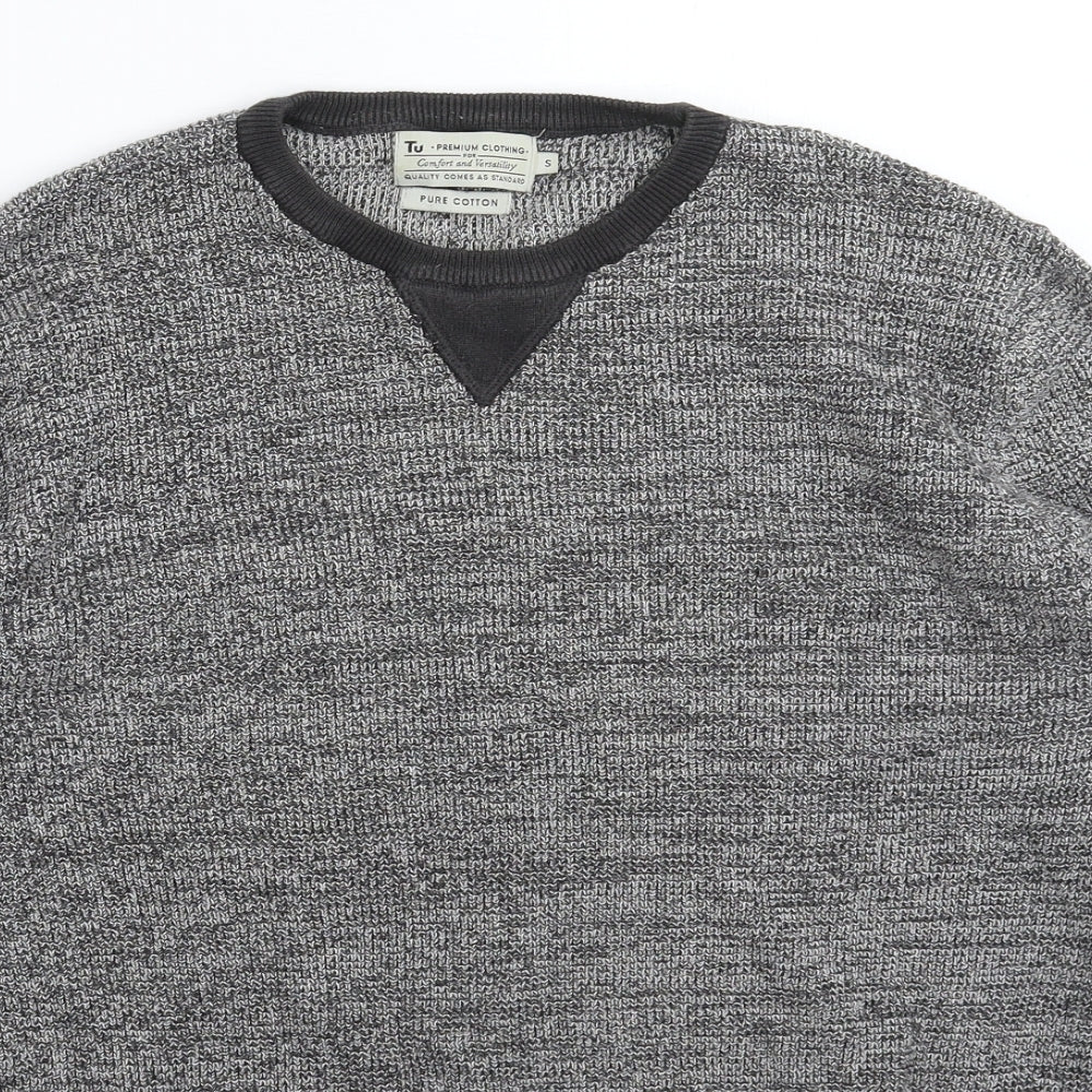 TU Mens Grey  Knit Pullover Jumper Size S
