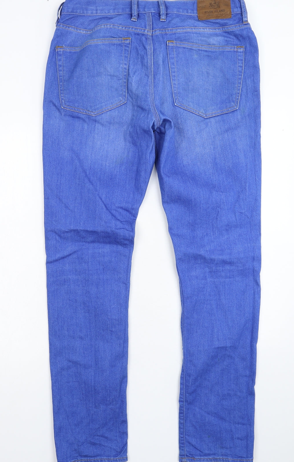 River Island Mens Blue  Denim Tapered Jeans Size 34 L32 in