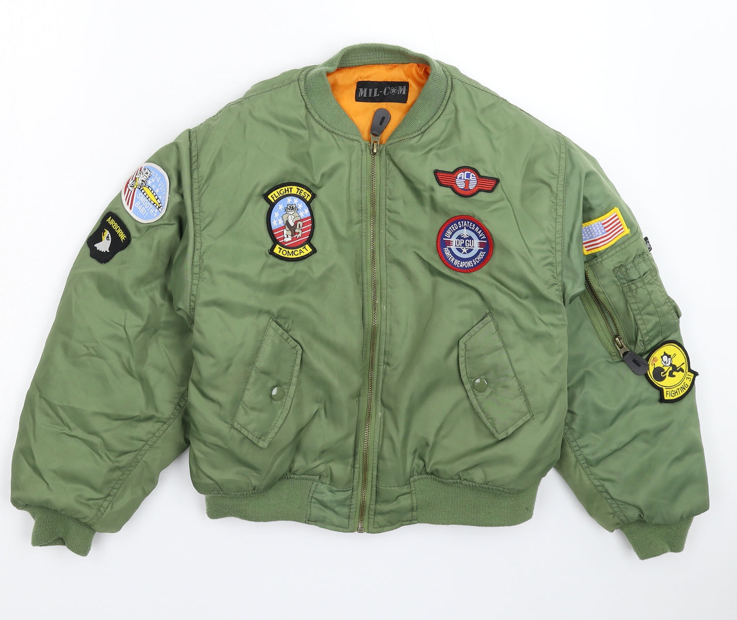 Mil-Com Boys Green   Bomber Jacket Jacket Size M