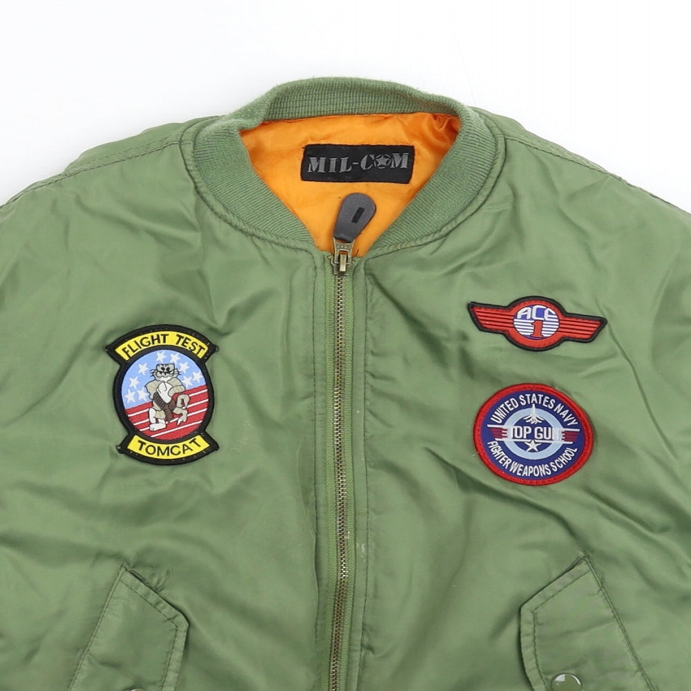 Mil-Com Boys Green   Bomber Jacket Jacket Size M