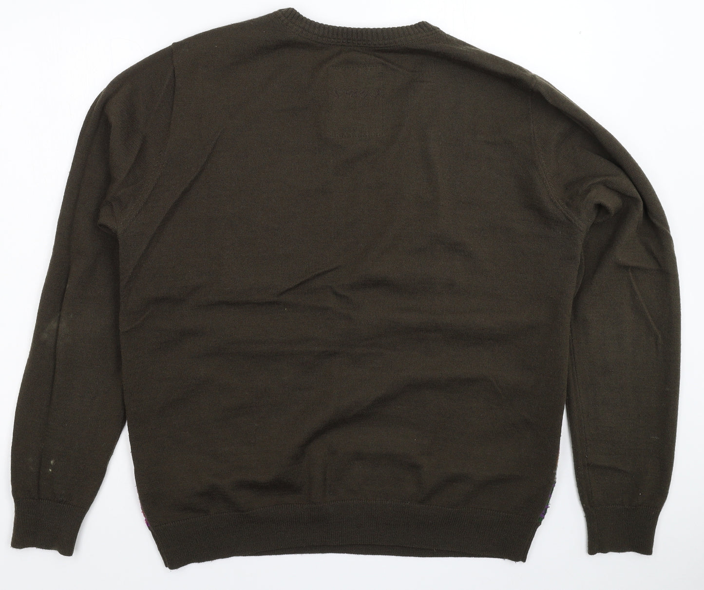 Desigual Mens Green Geometric Knit Pullover Jumper Size 2XL