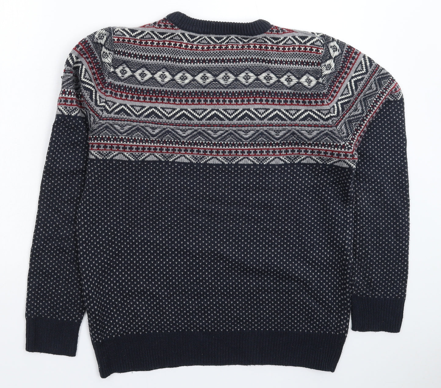 George Mens Blue Geometric Knit Pullover Jumper Size S