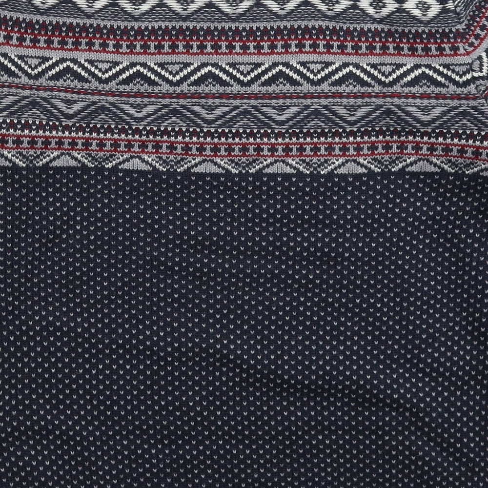 George Mens Blue Geometric Knit Pullover Jumper Size S