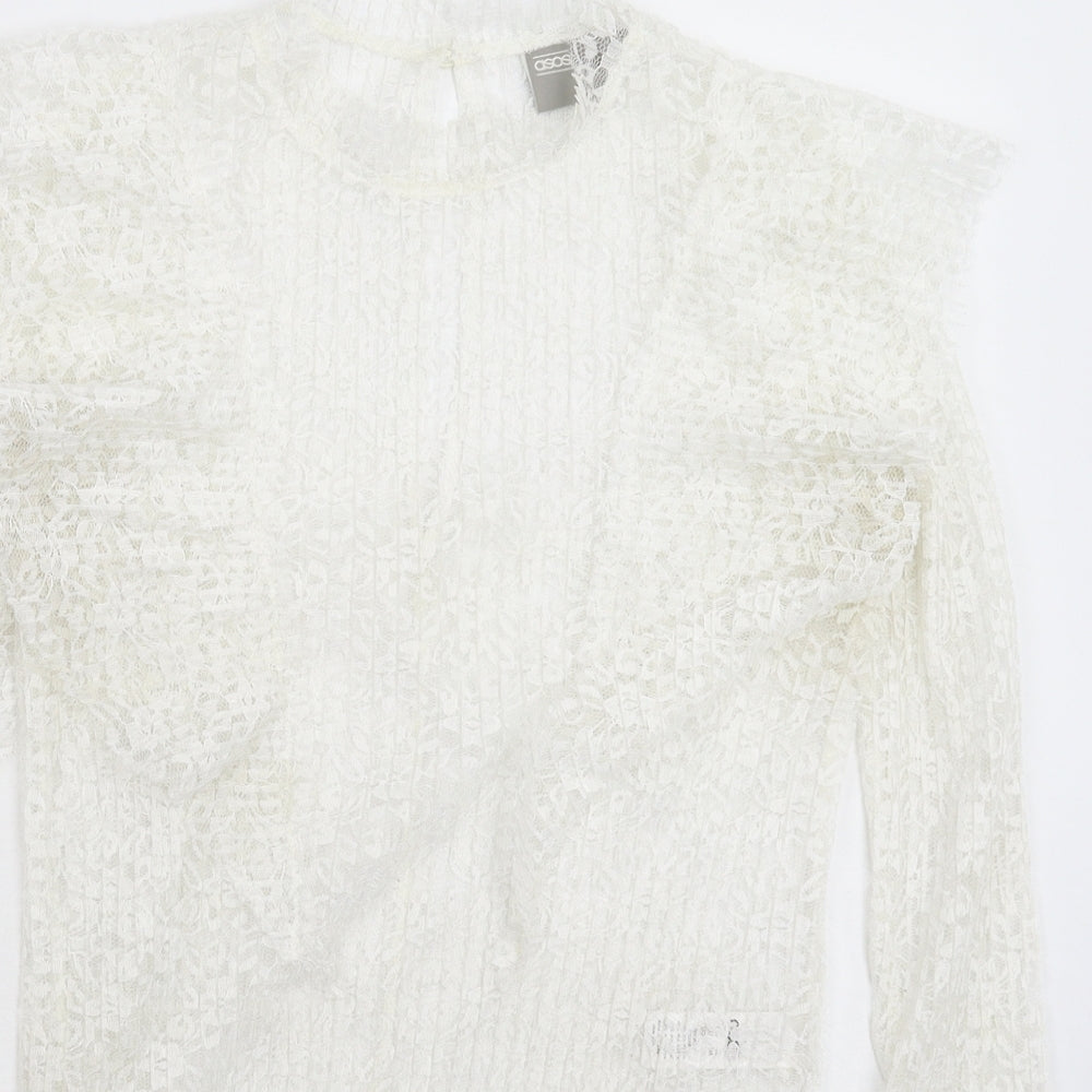 ASOS Womens White  Lace Basic Blouse Size 10