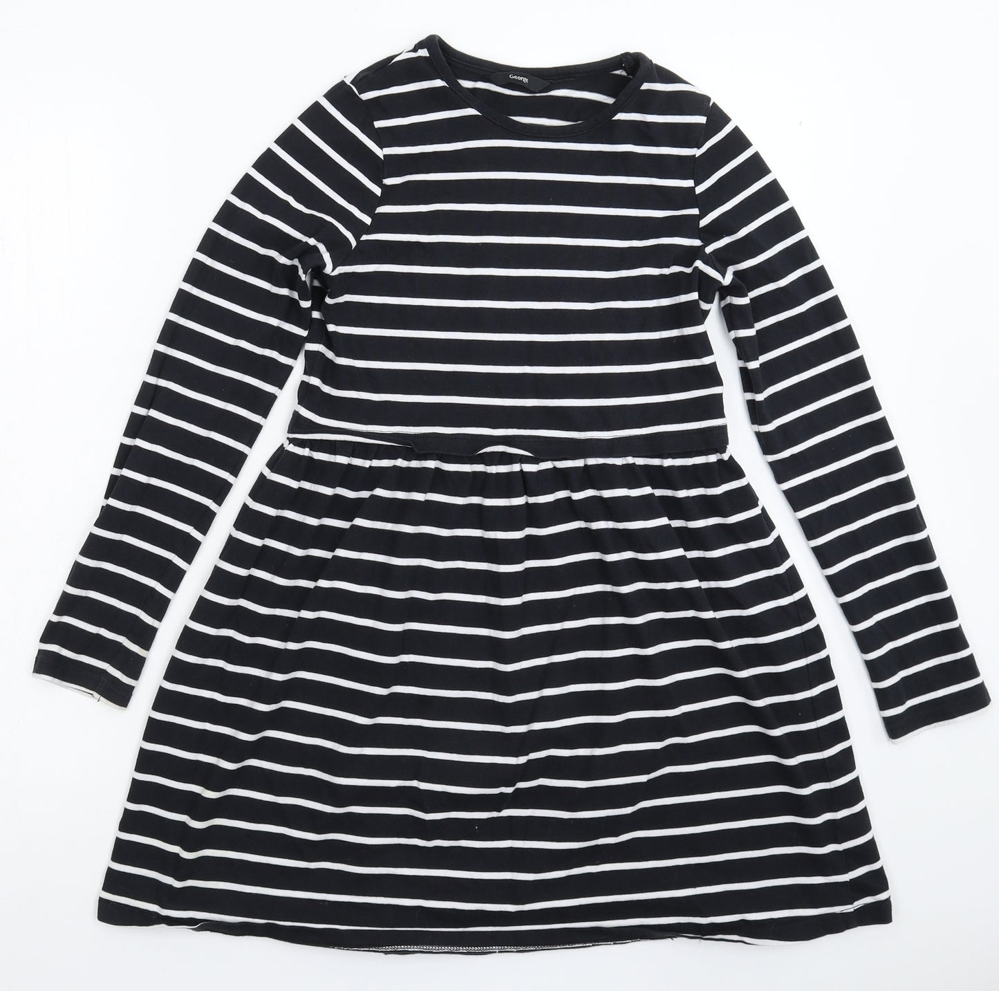 George Girls Blue Striped  Fit & Flare  Size 11-12 Years