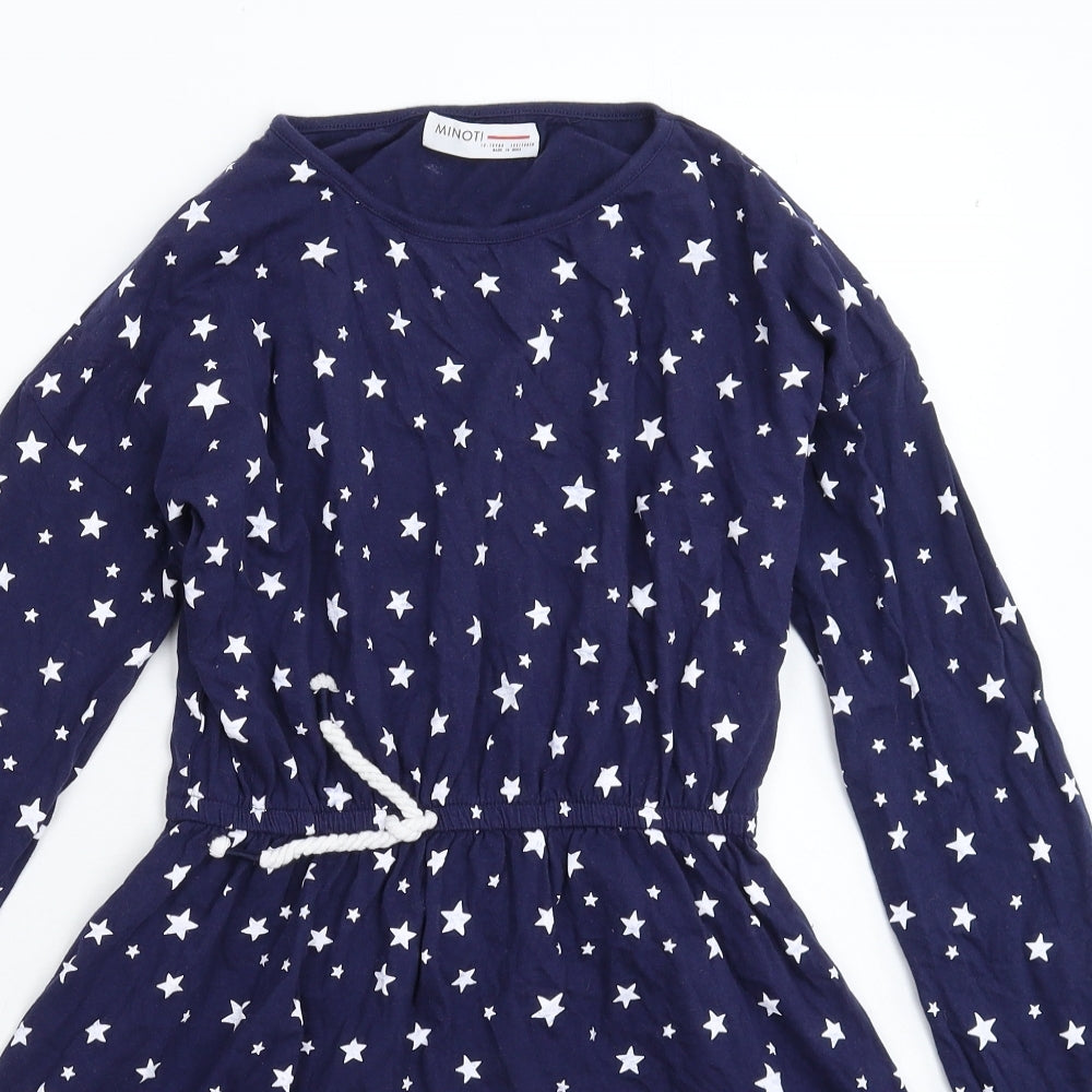 Minoti Girls Blue Geometric  Fit & Flare  Size 12-13 Years