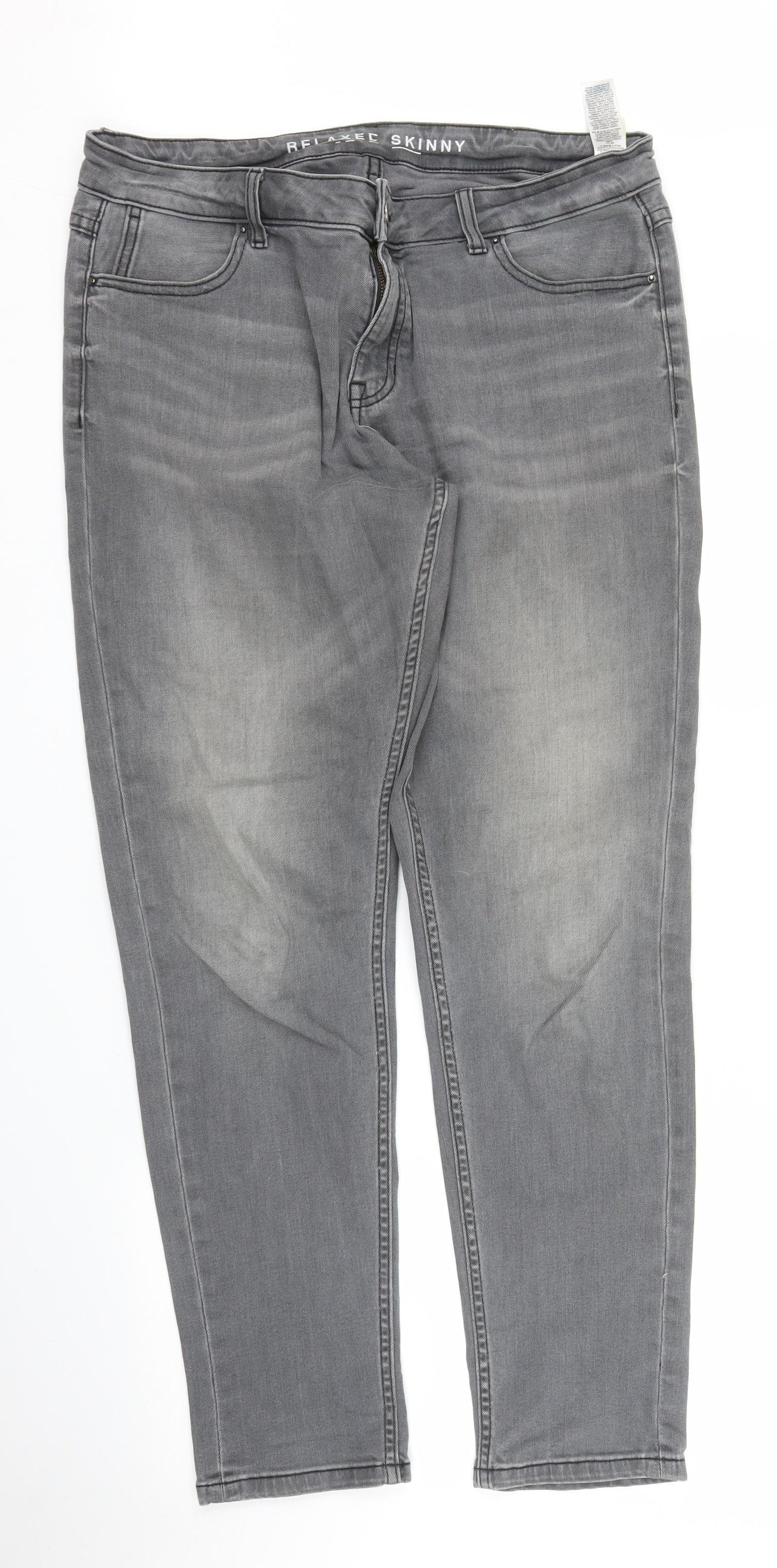 M&S Womens Grey  Denim Skinny Jeans Size 14 L29.5 in