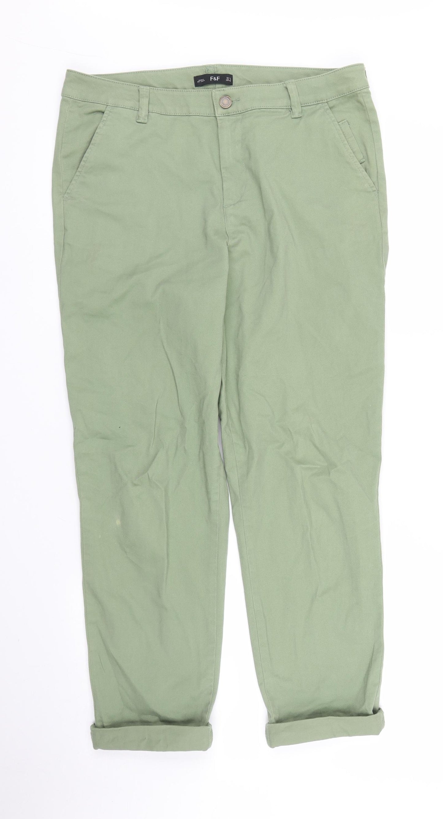 F&F Womens Green   Chino Trousers Size 12 L26 in