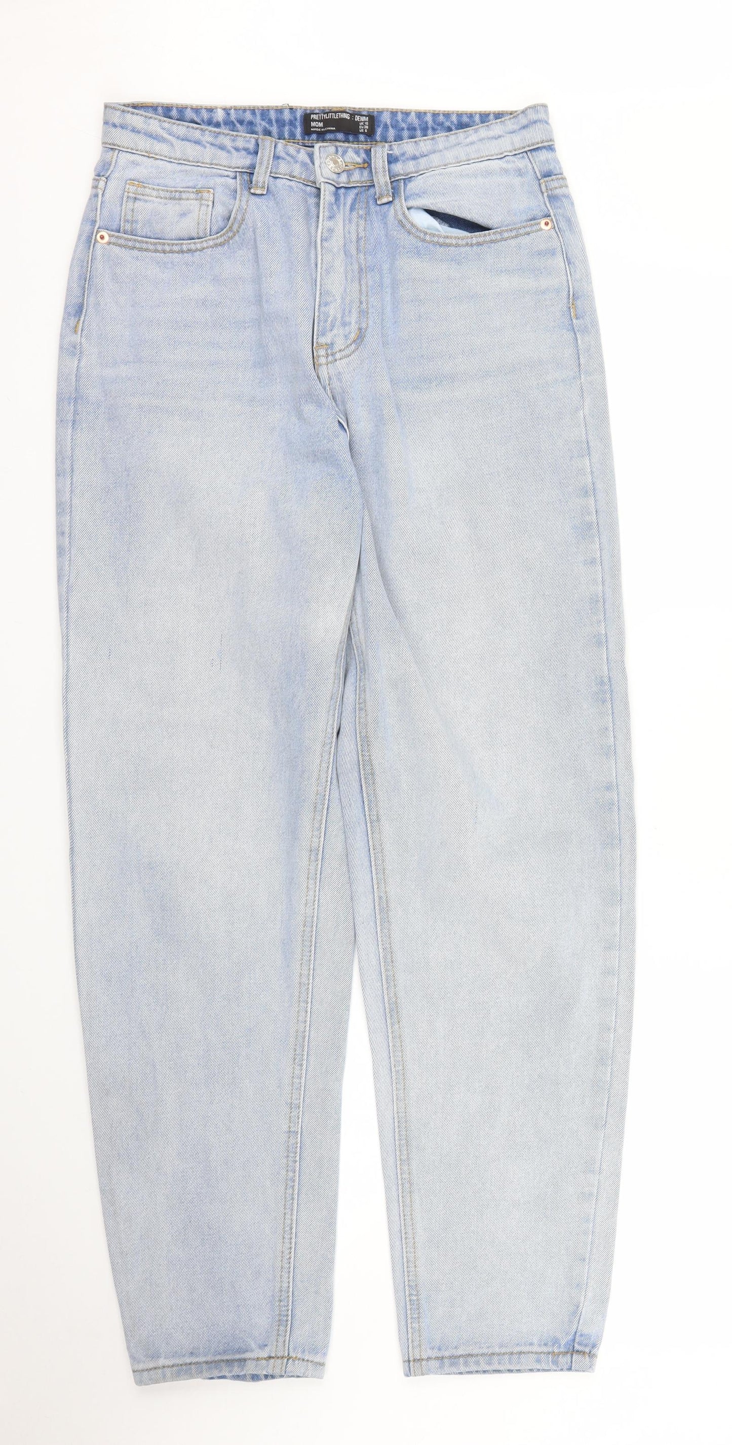 PRETTYLITTLETHING Womens Blue  Denim Mom Jeans Size 10 L30 in