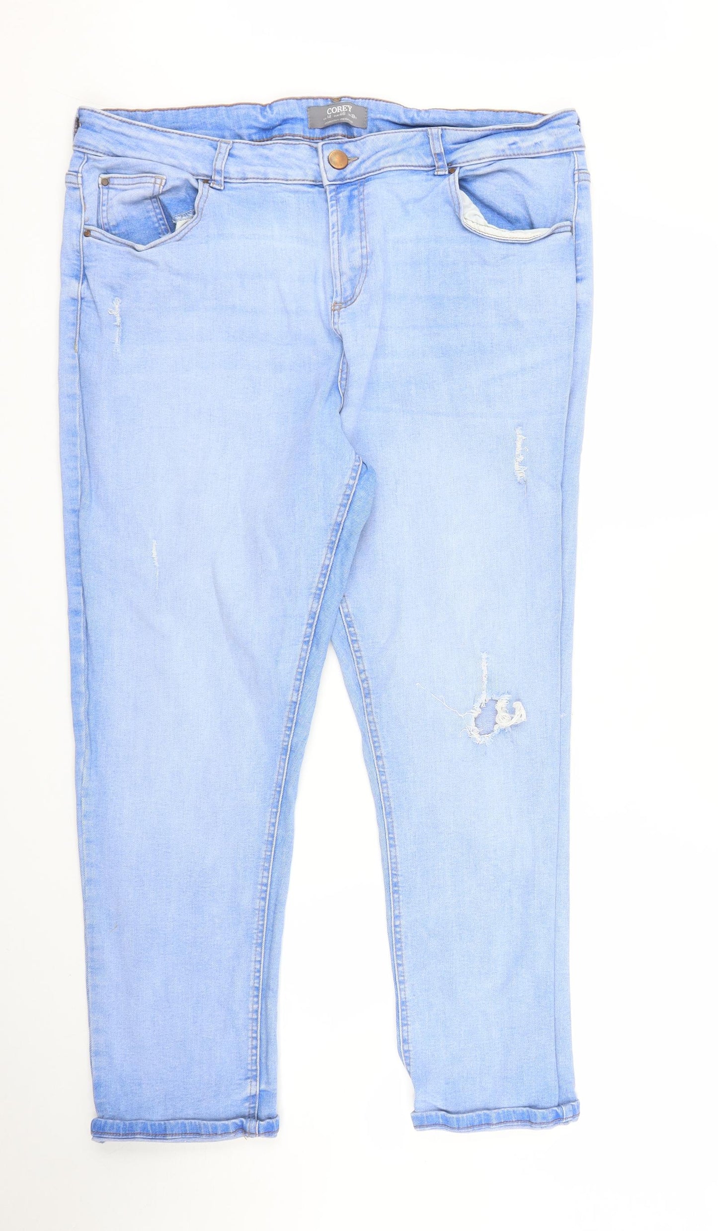 Dorothy Perkins Womens Blue  Denim Tapered Jeans Size 18 L25 in