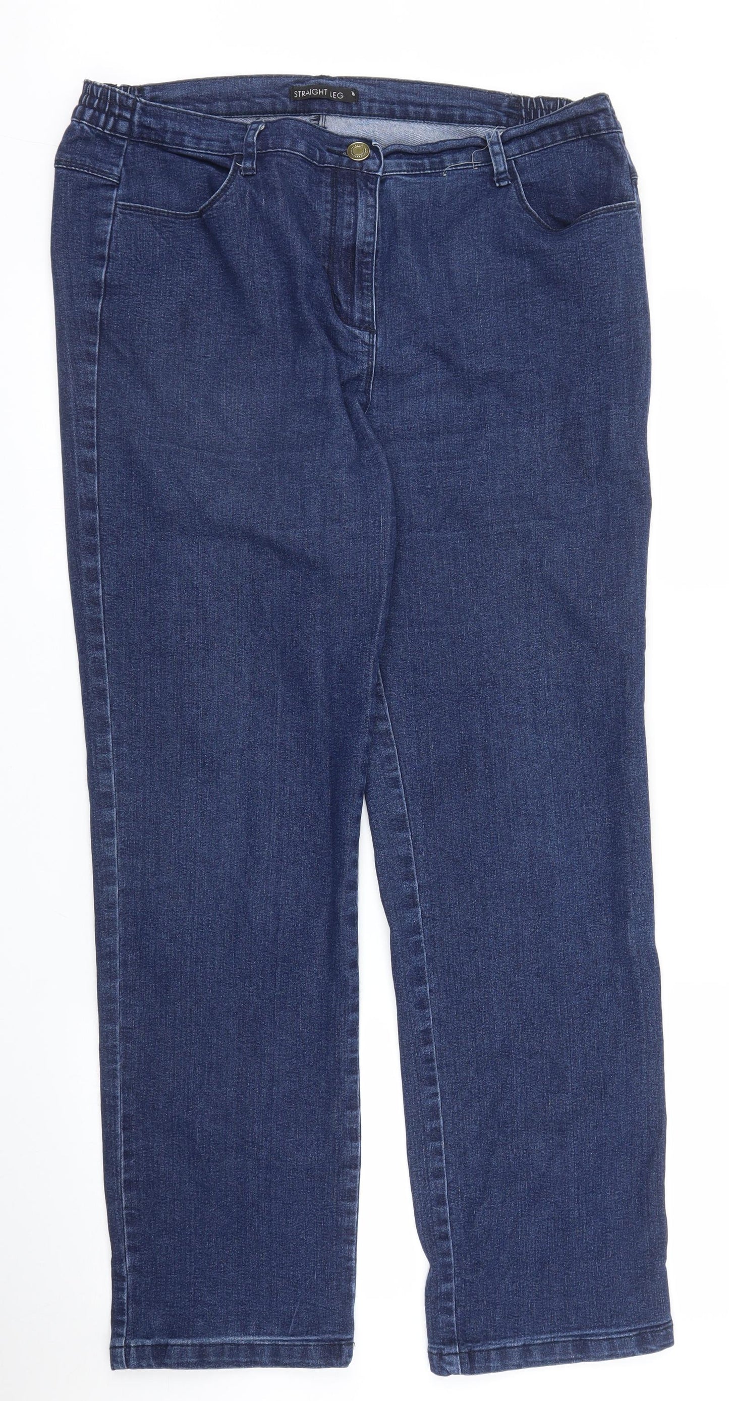 Preworn Womens Blue  Denim Straight Jeans Size 16 L30 in