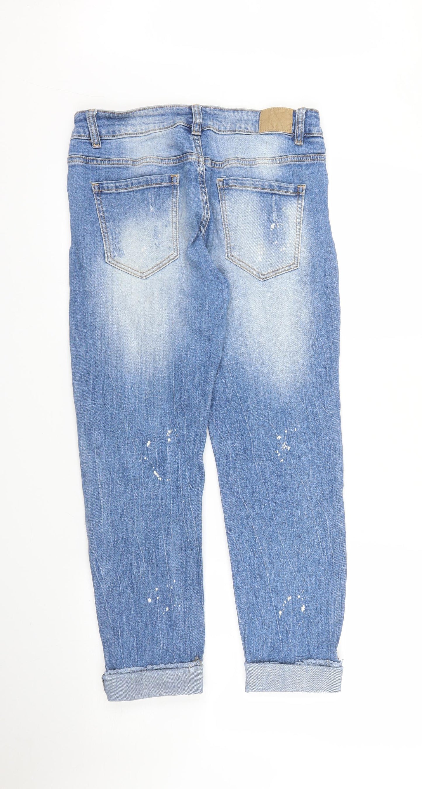Hand Work Denim Womens Blue  Denim Cropped Jeans Size 28 in L25 in