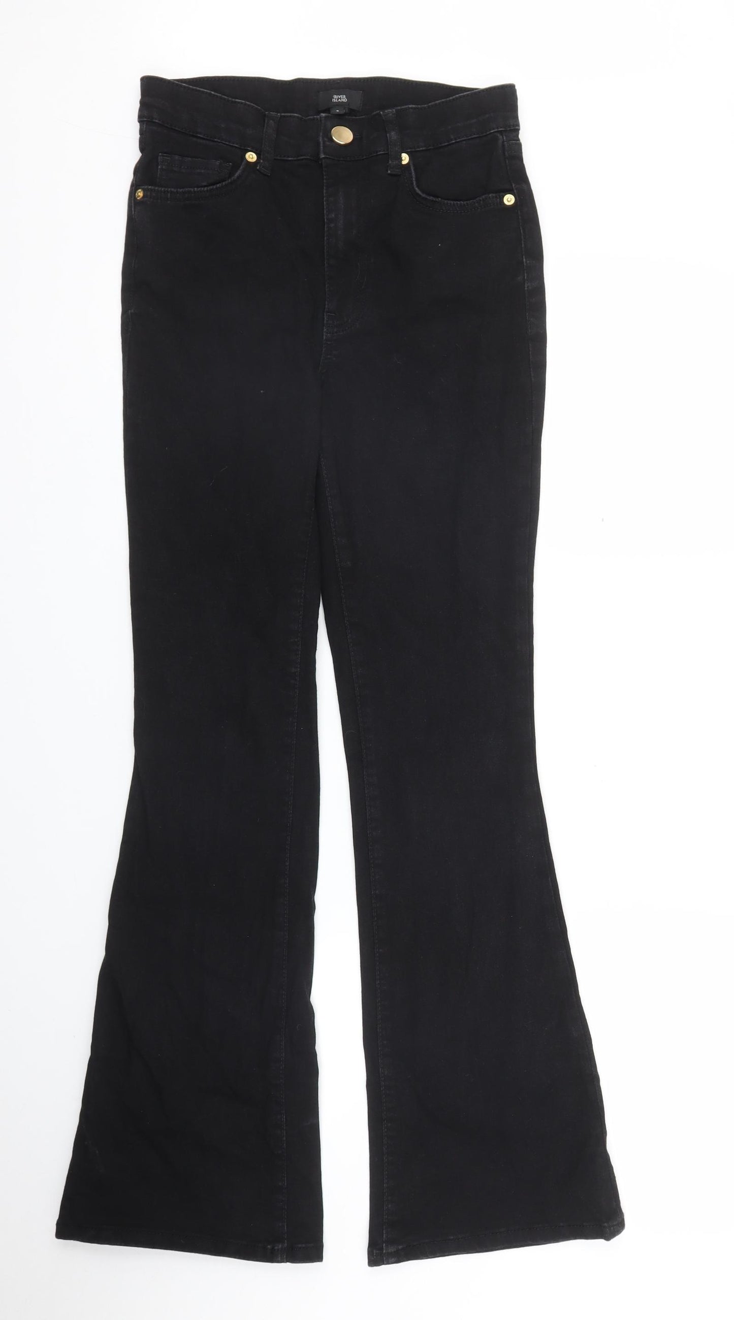 River Island Womens Black  Denim Flared Jeans Size 8 L31 in