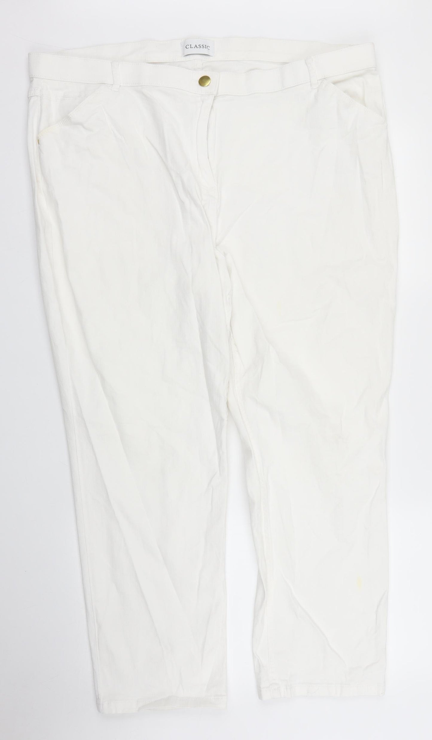 M&S Womens White  Denim Straight Jeans Size 22 L27 in