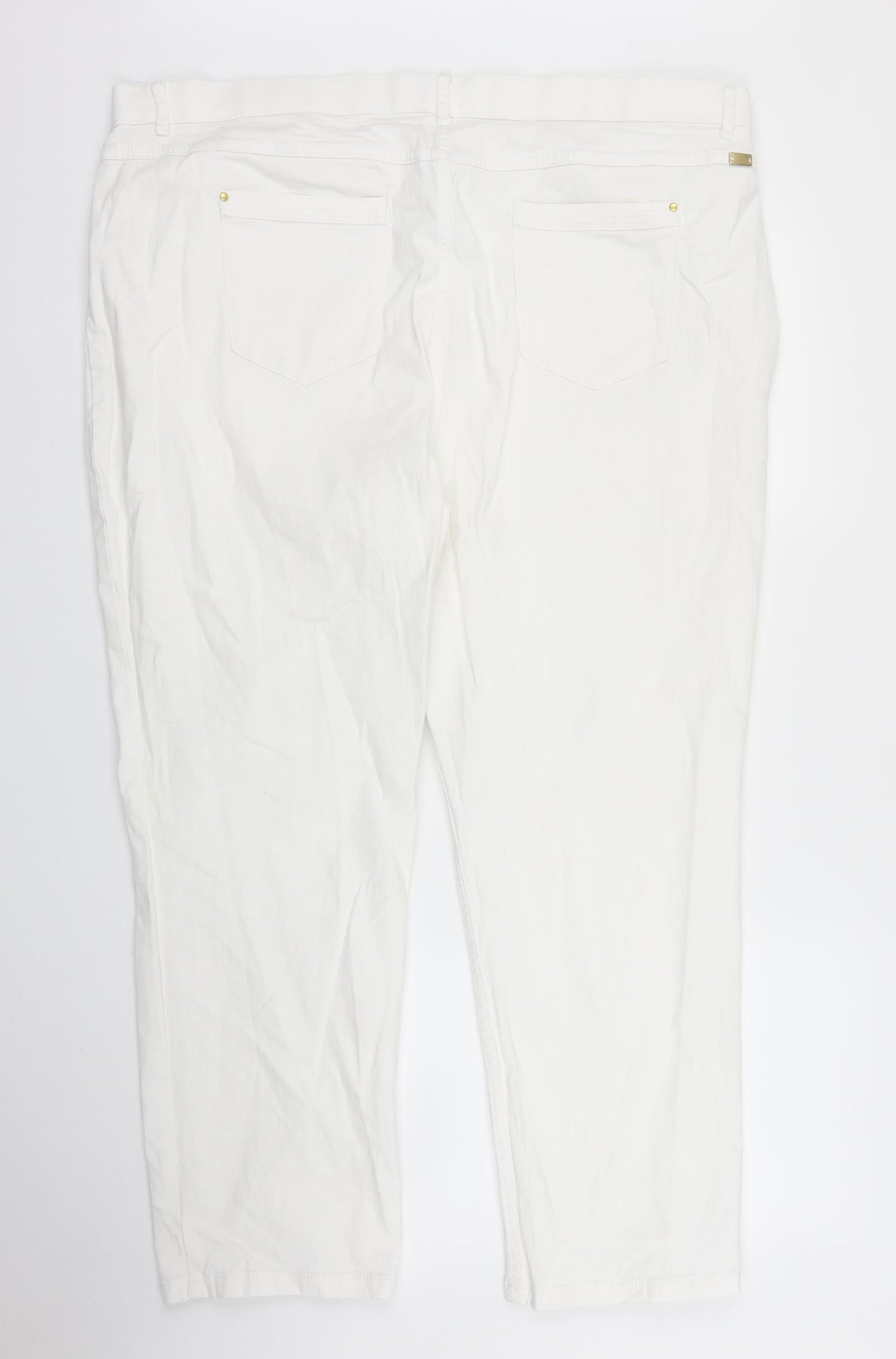 M&S Womens White  Denim Straight Jeans Size 22 L27 in