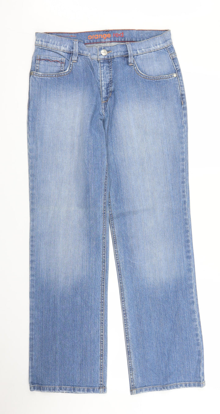 Orange Red Womens Blue Denim Straight Jeans Size 30 in L30 in