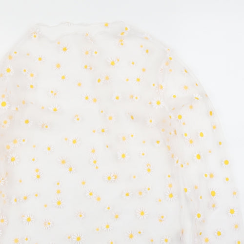 Preworn Womens Clear Floral  Basic T-Shirt Size S