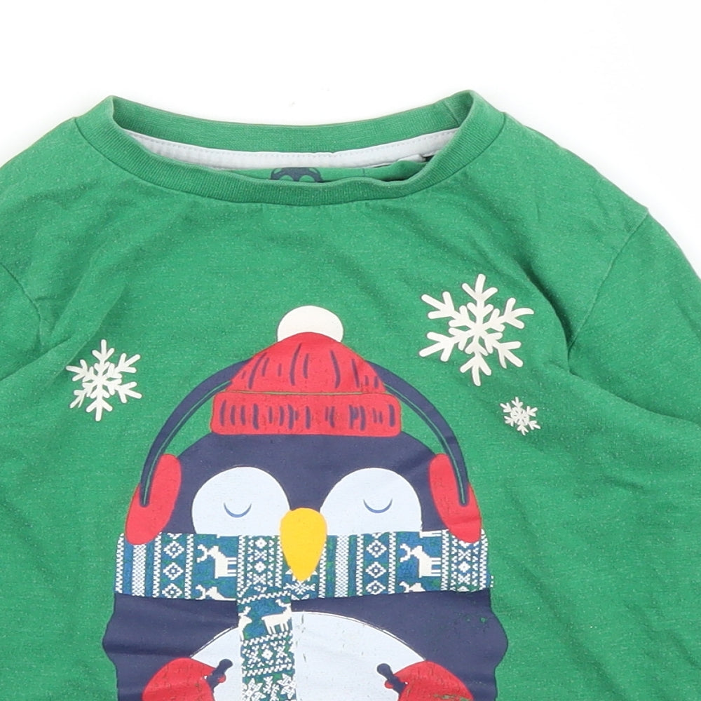 TU Boys Green   Basic T-Shirt Size 3 Years  - Christmas