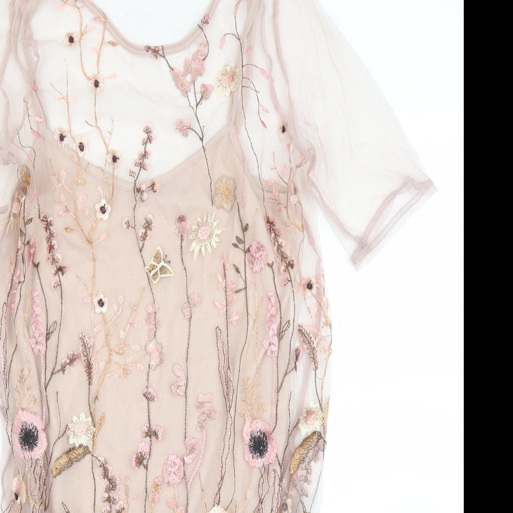 River Island Womens Pink Floral  Shift  Size 10