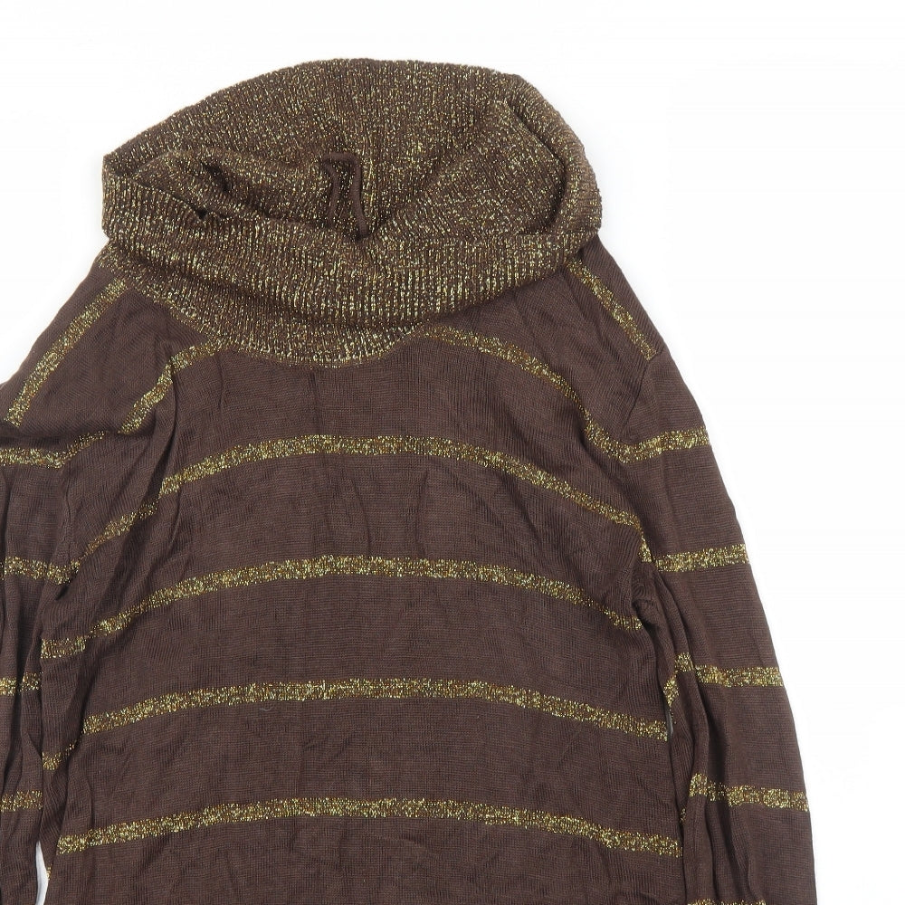 Preworn Womens Brown Striped  Pullover Jumper Size S