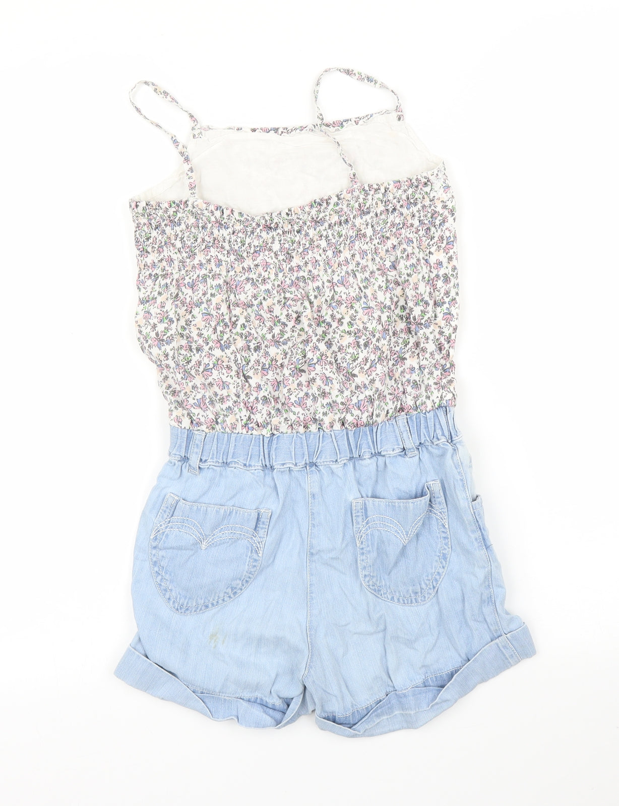 NEXT Girls Blue Floral  Romper One-Piece Size 6 Years