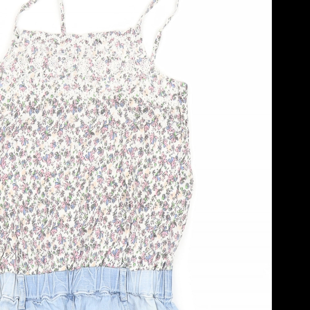 NEXT Girls Blue Floral  Romper One-Piece Size 6 Years