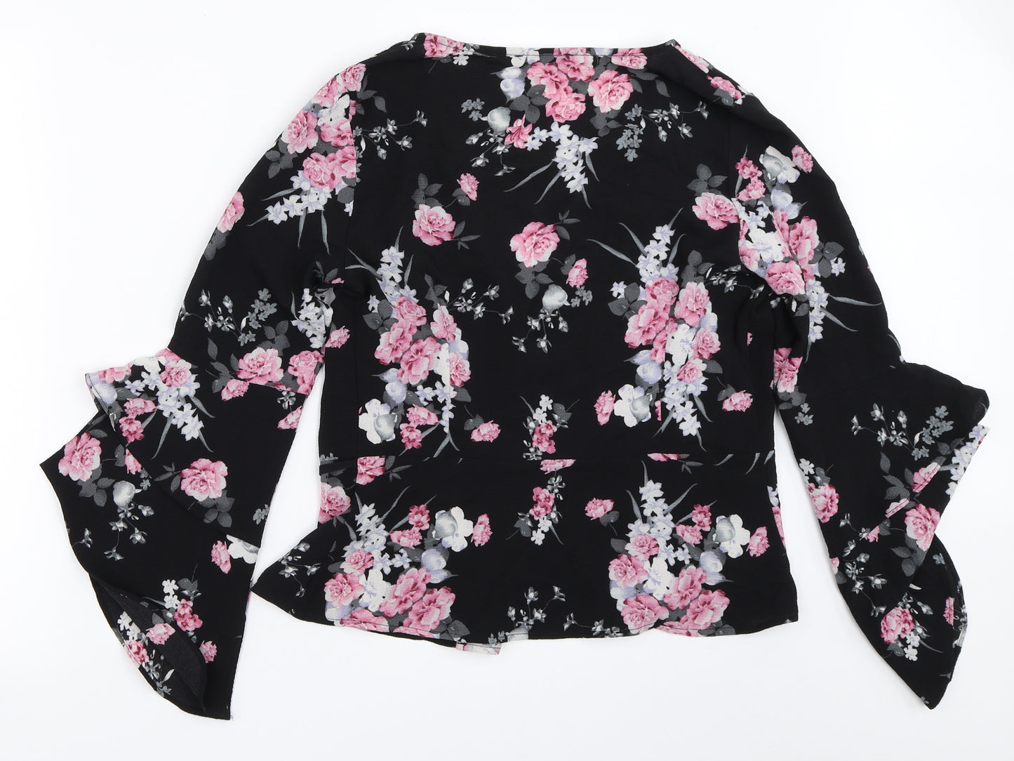 Quiz Womens Black Floral  Basic Blouse Size 10