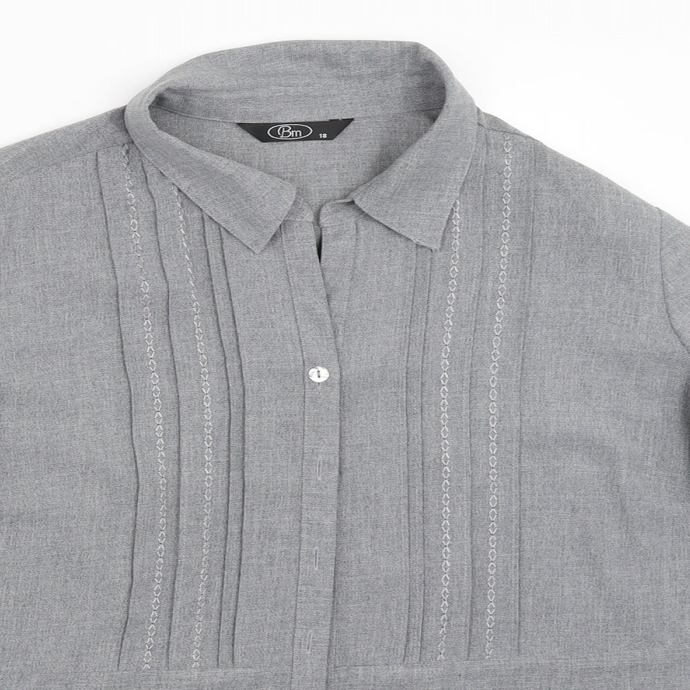 BM Womens Grey   Basic Button-Up Size 18