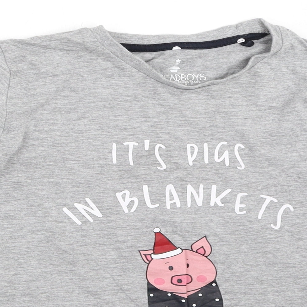 Threadboys Boys Grey Solid   Pyjama Top Size 7-8 Years  - christmas