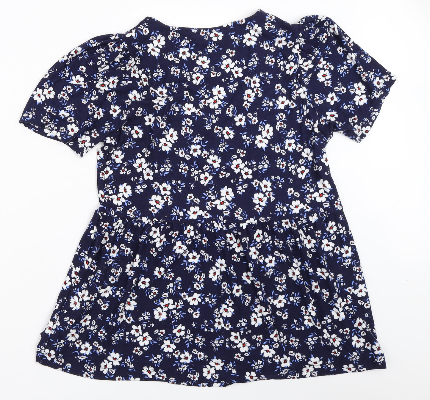 F&F Womens Blue Floral  Basic T-Shirt Size 10
