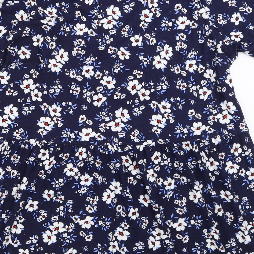 F&F Womens Blue Floral  Basic T-Shirt Size 10