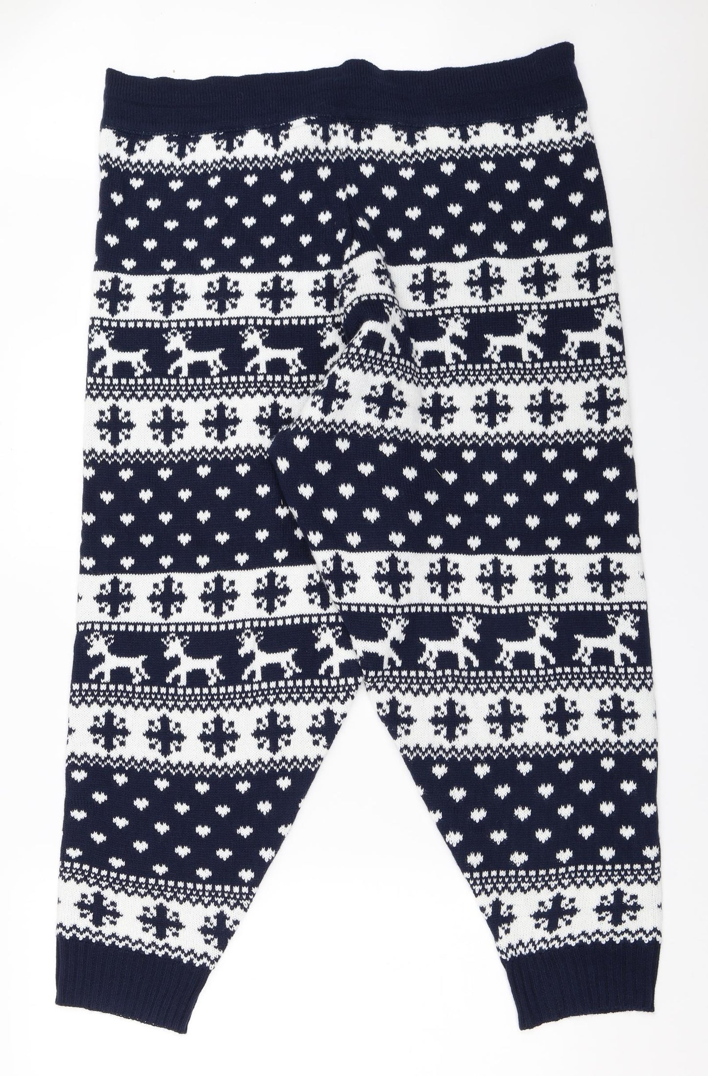 Boohoo Womens Blue Fair Isle  Top Pyjama Pants Size 24