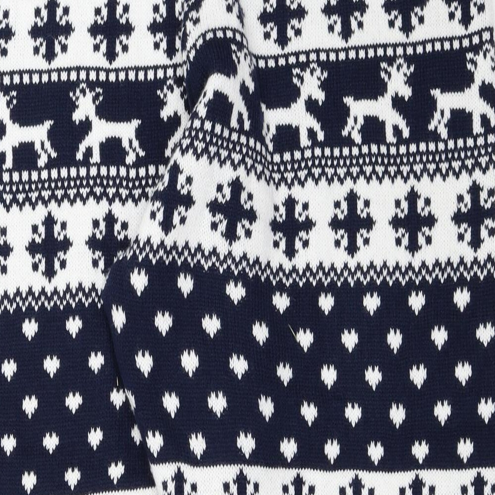 Boohoo Womens Blue Fair Isle  Top Pyjama Pants Size 24