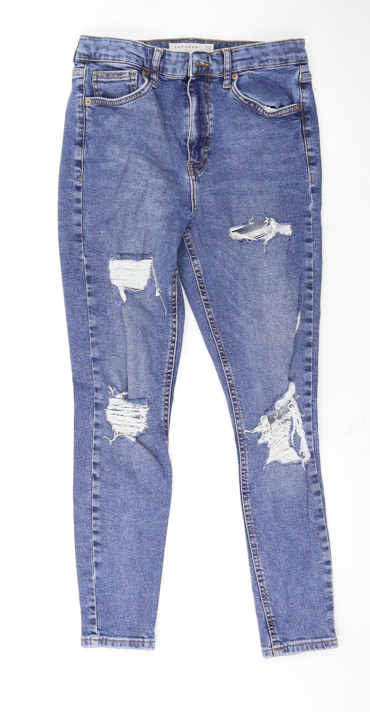 Topshop Womens Blue Skinny Jeans Size 28 in L30 in