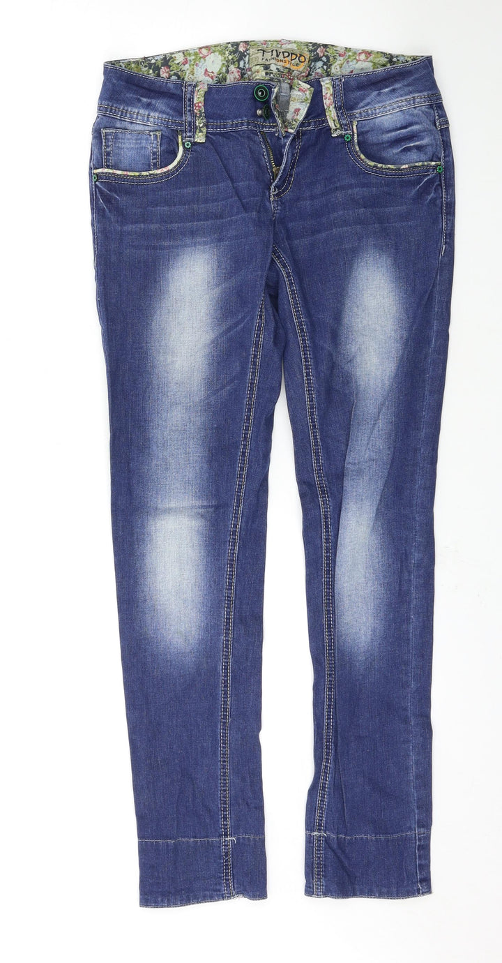 TINDDO Womens Blue Skinny Jeans Size 28 L30.5 in