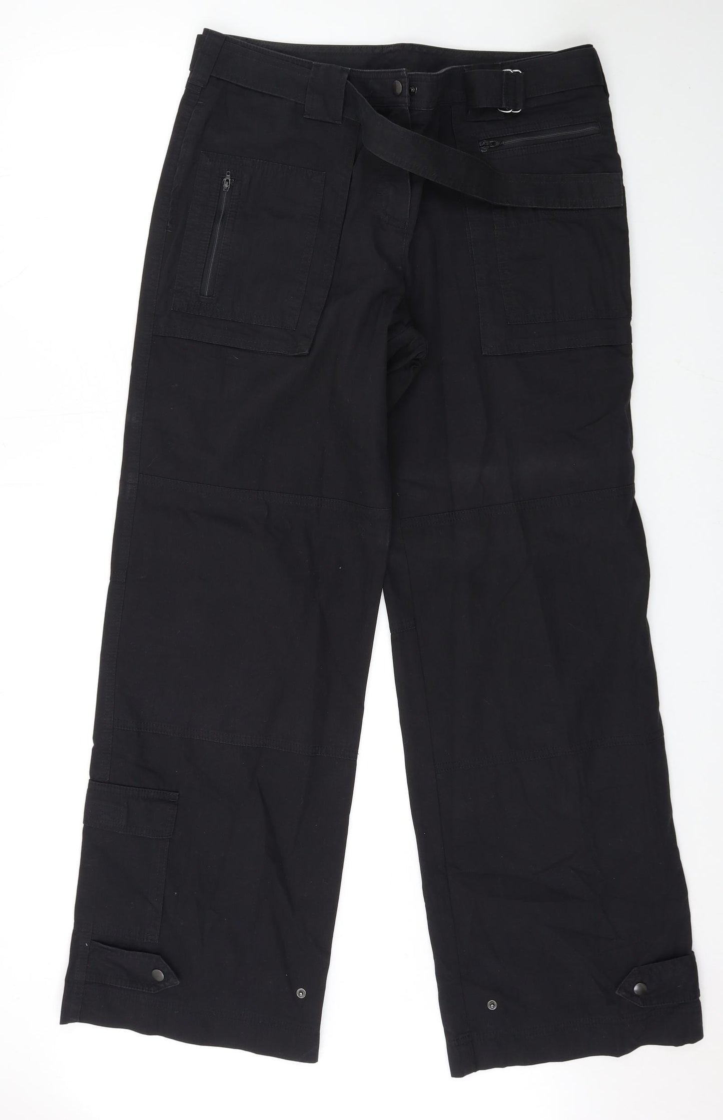 Marks and Spencer Womens Black   Cargo Trousers Size 14 L33 in