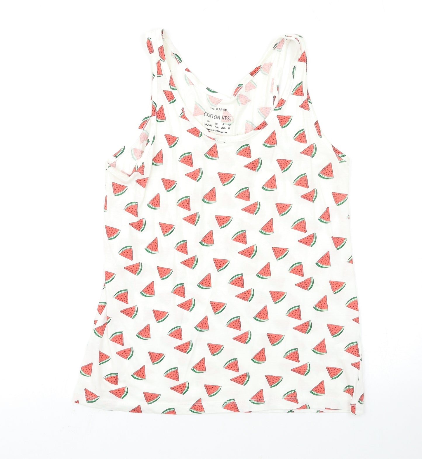 Primark Womens White Solid  Top Pyjama Top Size 12