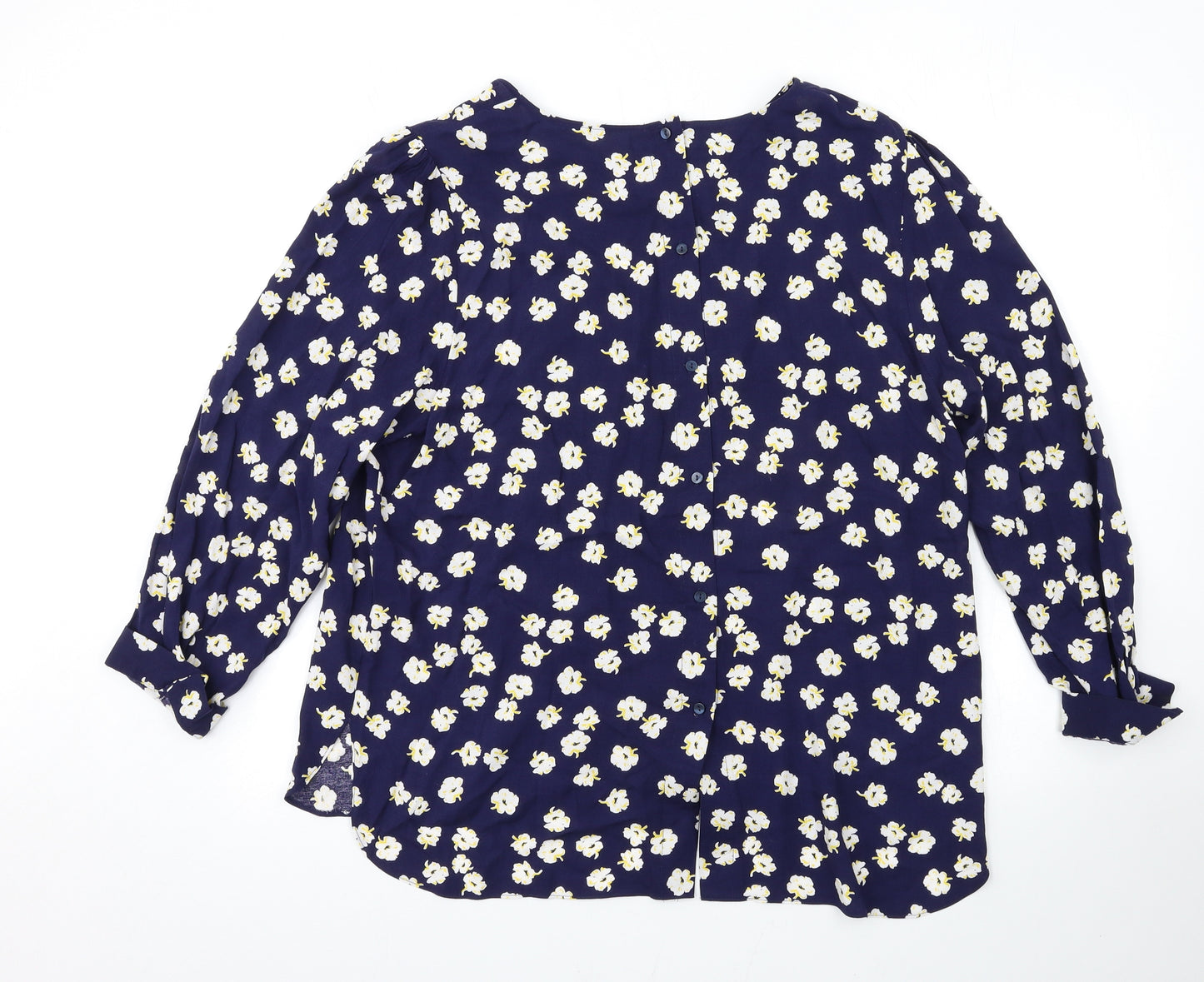 George Womens Blue Floral  Basic Blouse Size 18
