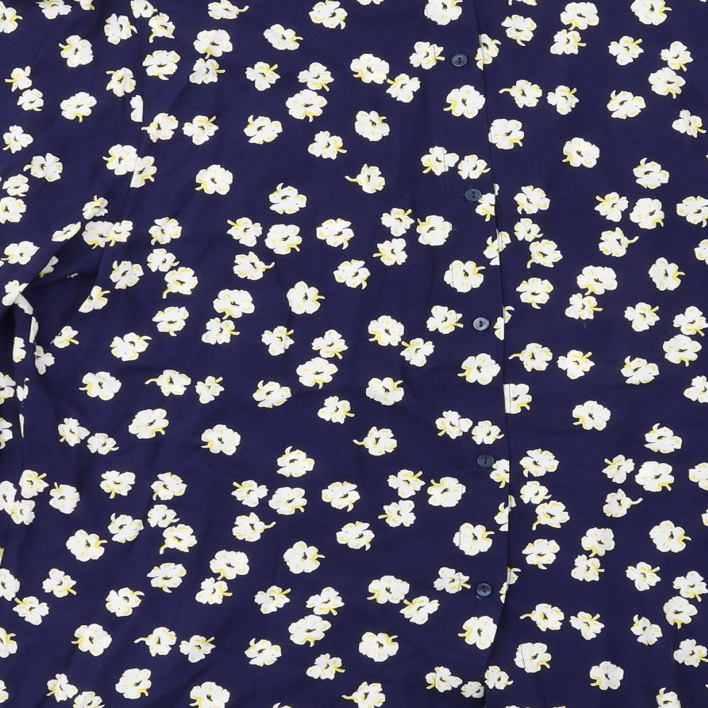 George Womens Blue Floral  Basic Blouse Size 18