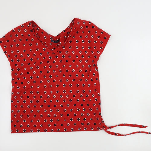 Marks and Spencer  Womens Red Floral  Basic T-Shirt Size 6
