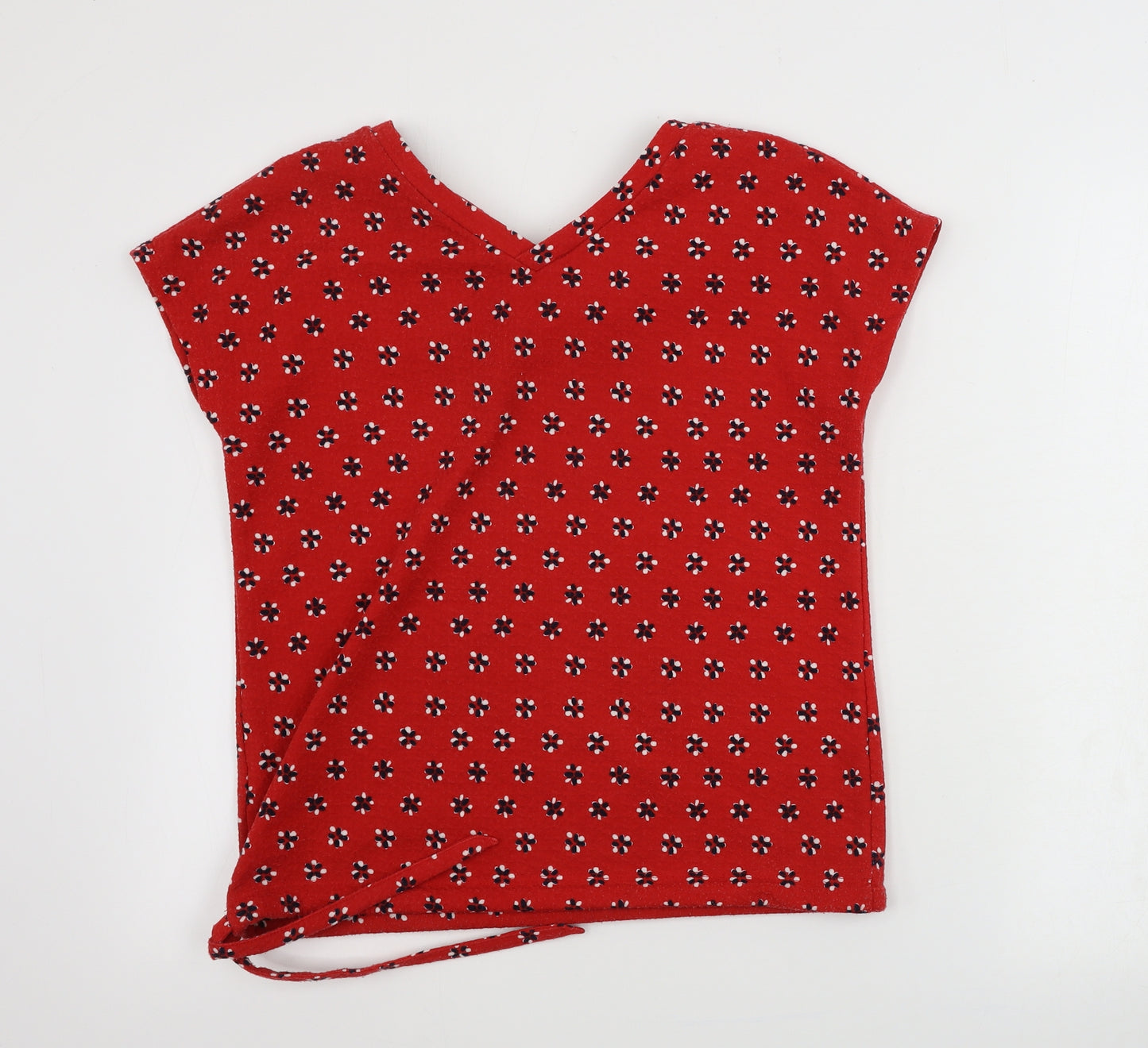 Marks and Spencer  Womens Red Floral  Basic T-Shirt Size 6