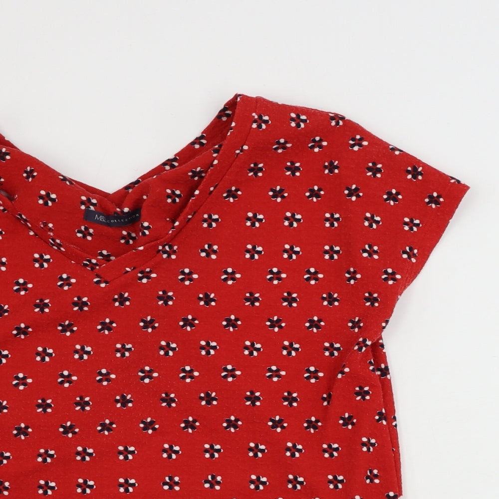 Marks and Spencer  Womens Red Floral  Basic T-Shirt Size 6