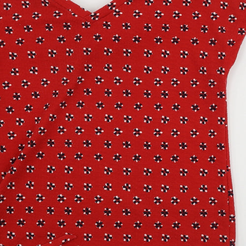 Marks and Spencer  Womens Red Floral  Basic T-Shirt Size 6