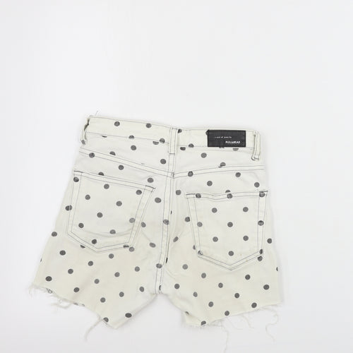 Pull&Bear Womens Ivory Polka Dot  Cut-Off Shorts Size 24 in