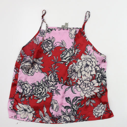 ASOS  Womens Red Floral  Cropped T-Shirt Size 10